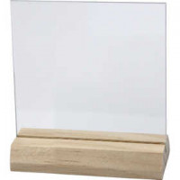 Glass Plate with Wooden Holder, size 7.5x7.5 cm, thickness 28 mm, 10 sets [HOB-55848]