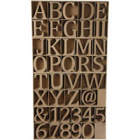 Wooden Letters, Numbers and Symbols, H: 13 cm, thickness 2 cm, 160 pcs, MDF [HOB-56348]