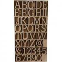 Wooden Letters, Numbers And Symbols, H: 8 cm, thickness 1.5 cm, 240 pcs, MDF [HOB-56359]