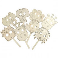 Masks, W: 22 cm, L: 35 cm, plywood, 16pcs, thickness 2 mm
