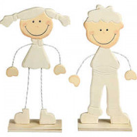 Boy and Girl, H: 18 cm, poly wood, 1pair