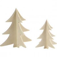 Christmas Trees, H: 13+18 cm, 2 pcs, plywood [HOB-56712]