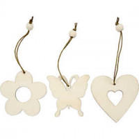 Wooden Ornament, size 6 cm, thickness 3 mm, 9 pcs [HOB-56731]