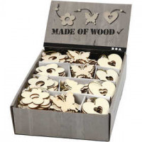 Wooden Ornament, size 6 cm, thickness 3 mm, 200 pcs [HOB-56734]