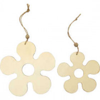 Wooden Ornament, D: 12.3+16.5 cm, thickness 5 mm, 2 pcs [HOB-56738]