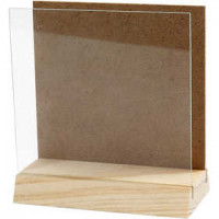 3D plate with glass, size 10x10 cm, 1 set, pine [HOB-56747]
