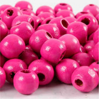 Wooden Beads, D: 10 mm, hole size 3 mm, 20 g, pink [HOB-570596]