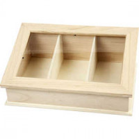 Box with Glass, size 30.5x20 cm, depth 11.5 cm, 1 pc, paulownia [HOB-57460]