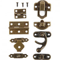 Mini Fittings, size 16x19-21.5x31 mm, 15 sets, antique gold [HOB-58000]