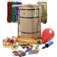 Carnival Barrel with Accessories, H: 54 cm, 1 set, beech [HOB-59207]