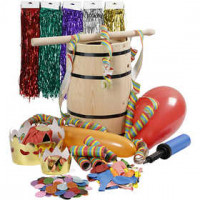 Carnival Barrel with Accessories, H: 38 cm, 1 set, beech, pine [HOB-59208]