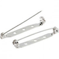 Brooch Backs, L: 35 mm, silver-plated, 100pcs