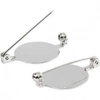 Brooch Backs, D: 20 mm, silver-plated, 100pcs