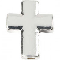 Cross, size 13x17 mm, hole size 2 mm, silver-plated, 3pcs