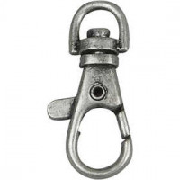 Lobster Claw Clasps,  40 mm, antique silver, 15pcs