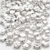 Novelty Shape Beads, size 4-10 mm, hole size 1-1.5 mm, 200 pcs, silver-plated [HOB-61352]