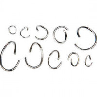 Oval & Round Jump Rings - Assortment, inner size 3-13 mm, 800 mixed, silver-plated [HOB-61381]