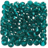 Faceted Beads, size 3x4 mm, hole size 0.8 mm, 100 pcs, emerald green [HOB-61664]