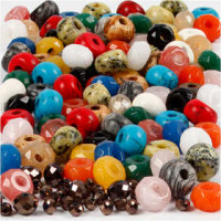 Faceted Beads, size 8x14 mm, hole size 4 mm, asstd colours, 100packs, approx. 372 pc