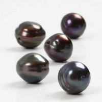 Freshwater Pearls, size 13-17 mm, hole size 2 mm, peacock, 5pcs
