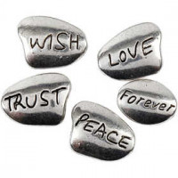 Beads with text, L: 16 mm, hole size 1 mm, 9 mixed, antique silver [HOB-63272]