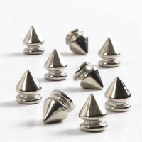 Studs, D: 8 mm, H: 10 mm, 40 pcs, silver [HOB-63851]