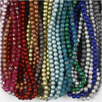 Mixed Glass Bead Assortment, D: 8-11 mm, hole size 1-1.5 mm, 16 strands [HOB-69571]