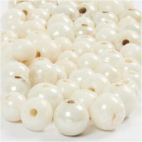 Lustre Beads, size 6+8+10 mm, hole size 2.5 mm, 300 g, white [HOB-69748]