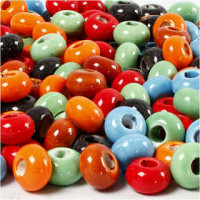 Ceramic Link, D: 15 mm, hole size 5.5 mm, 300 pcs, asstd. colours [HOB-69888]