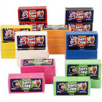 Soft Clay, size 13x6x4 cm, asstd colours, 24x500g [HOB-78696]