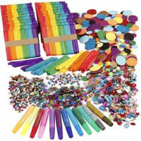 Glitter and Wood Sticks, 1 set, asstd. colours [HOB-97435]