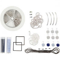 Jewellery Kit - Nordic Simplicity, 1 asstment, blue, dark grey metallic, silver-plated [HOB-98207]