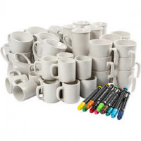 Porcelain 48 Mugs,  48 pc, white, 1set [HOB-99512]