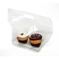 Carrier Bags for 2 Cupcakes 27.9x10.3x15.2cm with Grip Seal (100 pieces) [CZHB3]