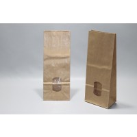 Block Bottom Bags Kraft Brown 8x4.2x18cm 70 g/m² lined with 30my OPP Foil and clear Window | 100-125 grams (100 pieces) [PAB818]