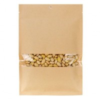 Kraft Bags Compostable 7.6x10.2cm with Window and Sealable (100 pieces) [KHS34W]