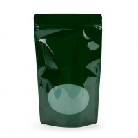 Hunter Green Oval Window Zipper Pouch Bags 13 x 7.9 x 20.6cm (650ml) (100 Pieces) [ZBGO3HG]