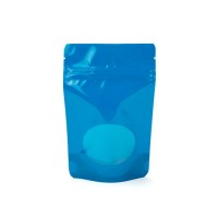 Stand Up Pouches Blue with oval Window 13x8x20.5cm | 113 grams (100 pieces) [ZBGO3BL]