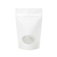 Stand Up Pouches Pearl White with oval Window 17.1x8.9x28.6cm (100 pieces) [ZBGO4P]