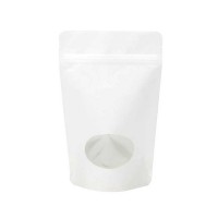 Stand Up Pouches Kraft White with oval Window 14.9x8.9x23.2cm | 312 grams (100 pieces) [ZBGO7WK]