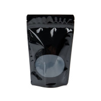 Stand Up Pouches Black with oval Window 15x9x23.2cm | 312 grams (100 pieces) [ZBGO7B]