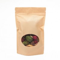 Stand Up Pouches Kraft with oval Window 8x5x13cm | 28 grams (100 pieces) [ZBGO1K]