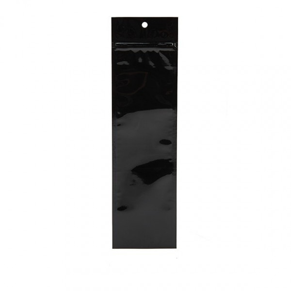 Black Metallized Hanging Zipper Barrier Bags 6.3 x 22.8 cm (100 Pieces) [HZBB1MB]