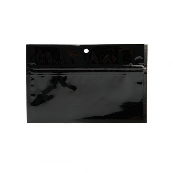 Black Metallized Hanging Zipper Barrier Bags 15.2 x 7 cm (100 Pieces) [HZBB2MB]